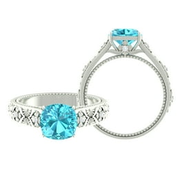 Sky Blue Topaz Solitaire Ring with Diamond Vintage Inspired Ring 8X10 mm 10K Yellow Gold US 9.00 Walmart