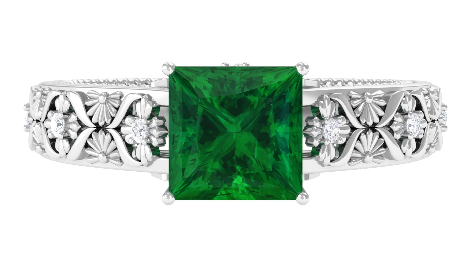 1 ct Princess Cut Created Green Opal Solitaire Ring in Sterling