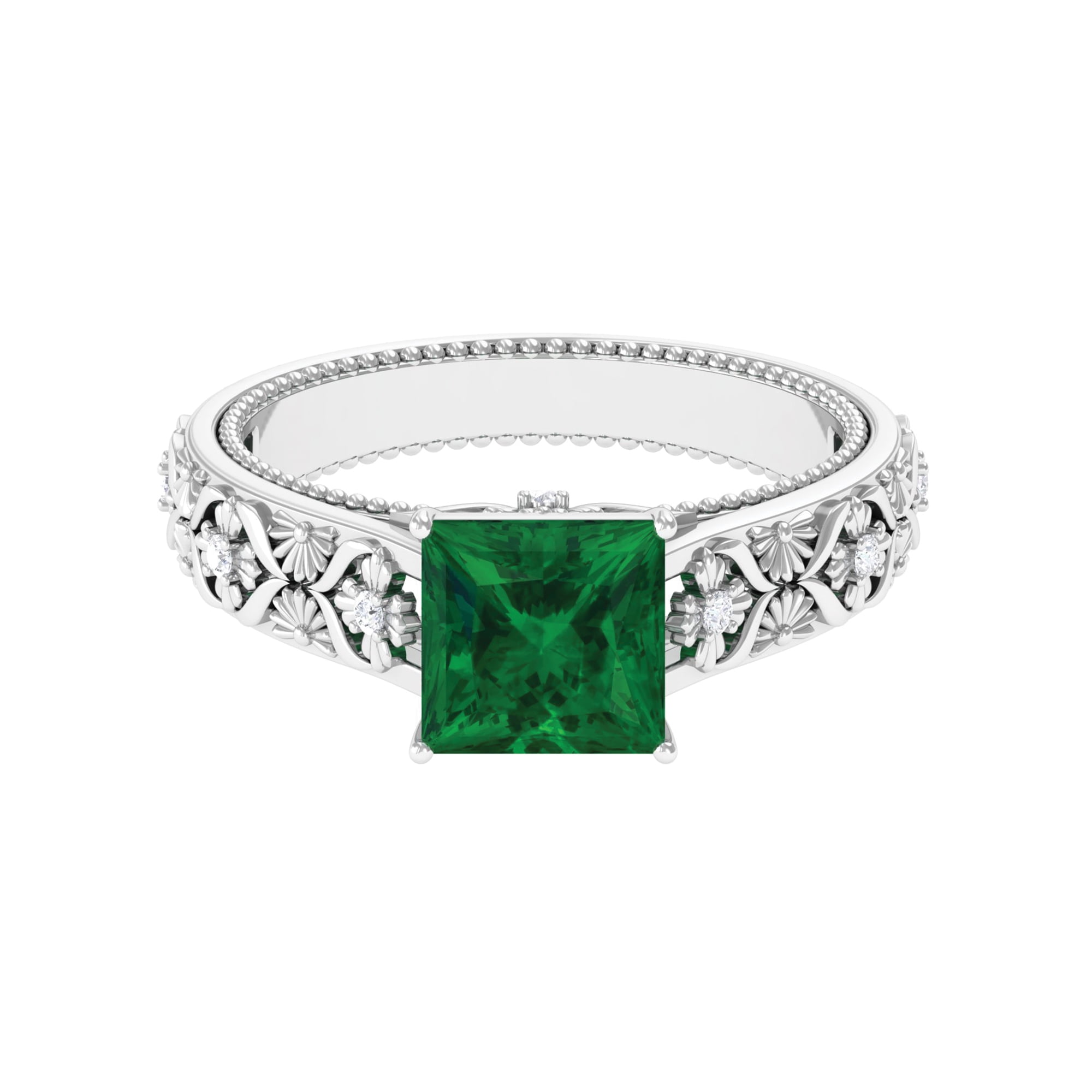 1 ct Princess Cut Created Green Opal Solitaire Ring in Sterling