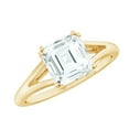 thumbnail image 1 of Rosec Jewels Certified Moissanite Asscher Cut Engagement Ring 3 Carat - Split Shank Ring - 8 mm - D-VS1 Quality, 10K Yellow Gold, US 4.00, 1 of 9