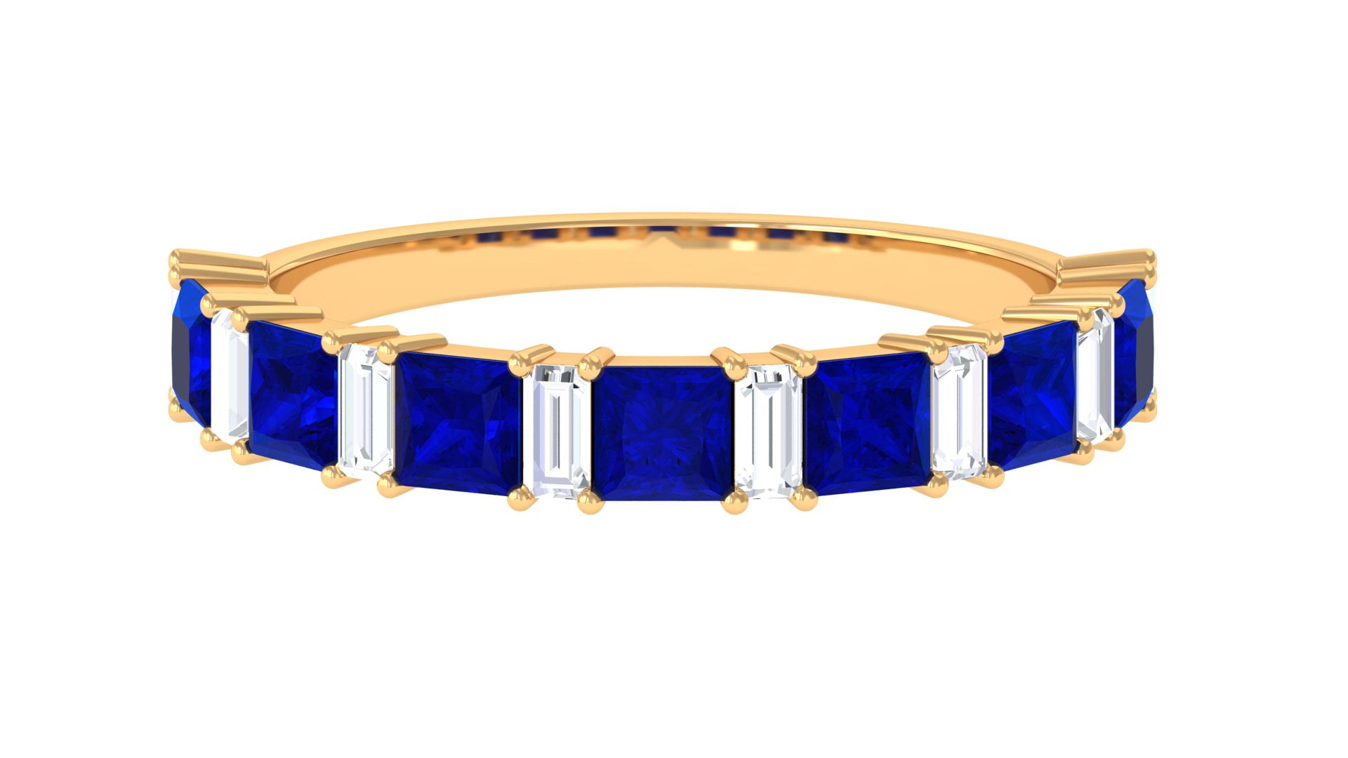 Womens 2 CT Princess Cut Lab Created Blue Sapphire Half Eternity Ring ...