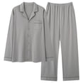 thumbnail image 1 of Womens 2 Pack Cotton Pajama Set Long Sleeve Button Down Sleepwear Soft Comfortable Pjs Lounge sets with Pockets (4XL, Gray), 1 of 2