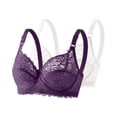 thumbnail image 1 of Womens 2 Pack Everyday Bras, Women's Lace Floral Bra Underwire Sexy Bralettes Unlined Mesh Full Coverage Lingerie Everyday Bras 36-44, 1 of 3