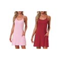 thumbnail image 1 of NOMADIC NOOK Women's 2 Pack Nightgowns Sleeveless Sleepwear Racerback Sleep Shirts Chemise Night Shirts with Pockets Medium Pink/Red, 1 of 6
