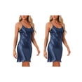 thumbnail image 1 of NOMADIC NOOK Women's 2 Pack Satin Nightgown Adjustable Suspender Spaghetti Strap Camisole Pajama Small 2 Pack Navy Blue, 1 of 6