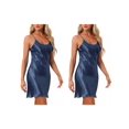thumbnail image 1 of NOMADIC NOOK Women's 2 Pack Satin Nightgown Racerback Adjustable Suspender Spaghetti Strap Camisole Pajama Small 2 Pack Navy Blue, 1 of 6