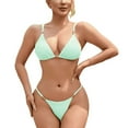 thumbnail image 1 of Womens 2 Piece Bikini Set Triangle Top String Bathing Suits Swimwear Thong Swimsuit Travel Swimming Outfits (S, Light Blue), 1 of 5