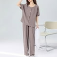 thumbnail image 1 of Womens 2 Piece Cotton-Pajamas Sets Casual Short Sleeve Button Up Shirts Pants Sleepwear Ladies Solid Comfort Loungewear Outfits Clearance Christmas Pajamas, 1 of 8