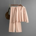thumbnail image 1 of Womens 2 Piece Knitted Outfits Casual V-Neck Knit Pullover Sweater Wide Leg Pants Sweatsuit Loungewear Set New Beach Pants Set for Women Pinky One Size, 1 of 9