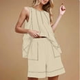 thumbnail image 1 of Womens 2 Piece Lounge Set Casual Summer Outfits Sleeveless Tank Top and Elastic Waist Shorts with Pockets, 1 of 5