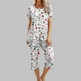 thumbnail image 1 of Womens 2 Piece Lounge Sets Pajama Sleep Matching Outfits Floral Print Short Sleeve Top with Capri Pants Sleepwear,Women's Sleepwear Capri Pajama Sets Loungewear 2023, 1 of 8