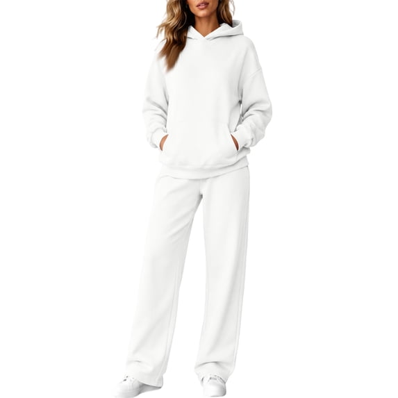 Womens 2 Piece Lounge Sweat Sets Oversized Hoodies with Pocket Baggy Sweatpants Comfy Matching Sweatsuits Fall Fashion Outfits