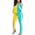 thumbnail image 1 of Womens 2 Piece Outfit Cold Shoulder Zipper up Long Sleeve Jacket and Pants Set Joggers Tracksuits, 1 of 3