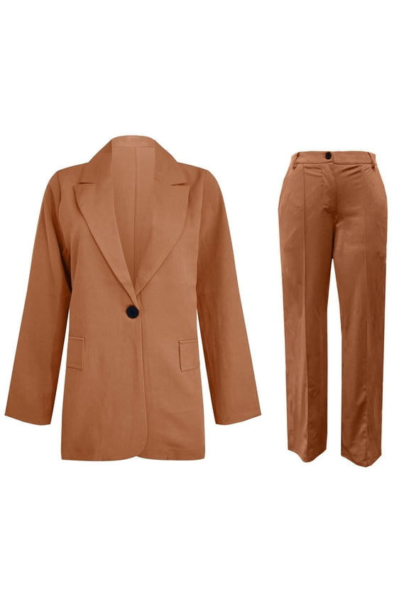 Womens 2 Piece Outfit Suit Casual Solid Open Front Blazer and Pants Suits Set Long Sleeve Button Formal Jacket Ladies Wedding Guest Elegant Business Office Suit Sets Work Blazers Pants