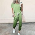 thumbnail image 1 of Womens 2 Piece Outfits 2024 Gradient Color Tracksuit Sets Short Sleeve Tops Long Pants Jogger Lounge Set Women's Fashionable Loose Fitting Short Sleeved Casual Sports Set, 1 of 5