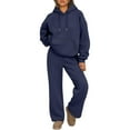 thumbnail image 1 of Womens 2 Piece Outfits 2024 Sweatsuit Set Track Suits Oversized Hoodie Sweatshirts Wide Leg Sweatpants with Pockets Dark Blue S, 1 of 5