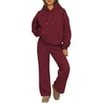 thumbnail image 1 of Womens 2 Piece Outfits 2024 Sweatsuit Set Track Suits Oversized Hoodie Sweatshirts Wide Leg Sweatpants with Pockets Deep Red M, 1 of 5