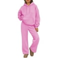 thumbnail image 1 of Womens 2 Piece Outfits 2024 Sweatsuit Set Track Suits Oversized Hoodie Sweatshirts Wide Leg Sweatpants with Pockets Pink XL, 1 of 4