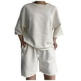 thumbnail image 1 of Womens 2 Piece Outfits 3/4 Sleeve Tops And Elastic Waist Shorts Sets Loungewear, 1 of 2