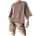 thumbnail image 1 of Womens 2 Piece Outfits 3/4 Sleeve Tops And Elastic Waist Shorts Sets Loungewear, 1 of 2