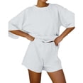 thumbnail image 1 of Women 2 Piece Outfits 3/4 Sleeve Tops and Elastic Waist Shorts Lounge Sets, 1 of 6