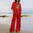 thumbnail image 1 of Womens 2 Piece Outfits 4th of July Outfits for Women 2 Piece Sets for Women Trendy American Flag Print Short Sleeve Tops and Pants 4th of July Patriotic Loungewear Set Summer Casual Long Pants Set, 1 of 5