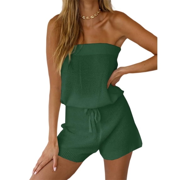 Womens 2 Piece Outfits Casual Loose Sleeveless Off Shoulder Tops & Elastic Waist Shorts Sets
