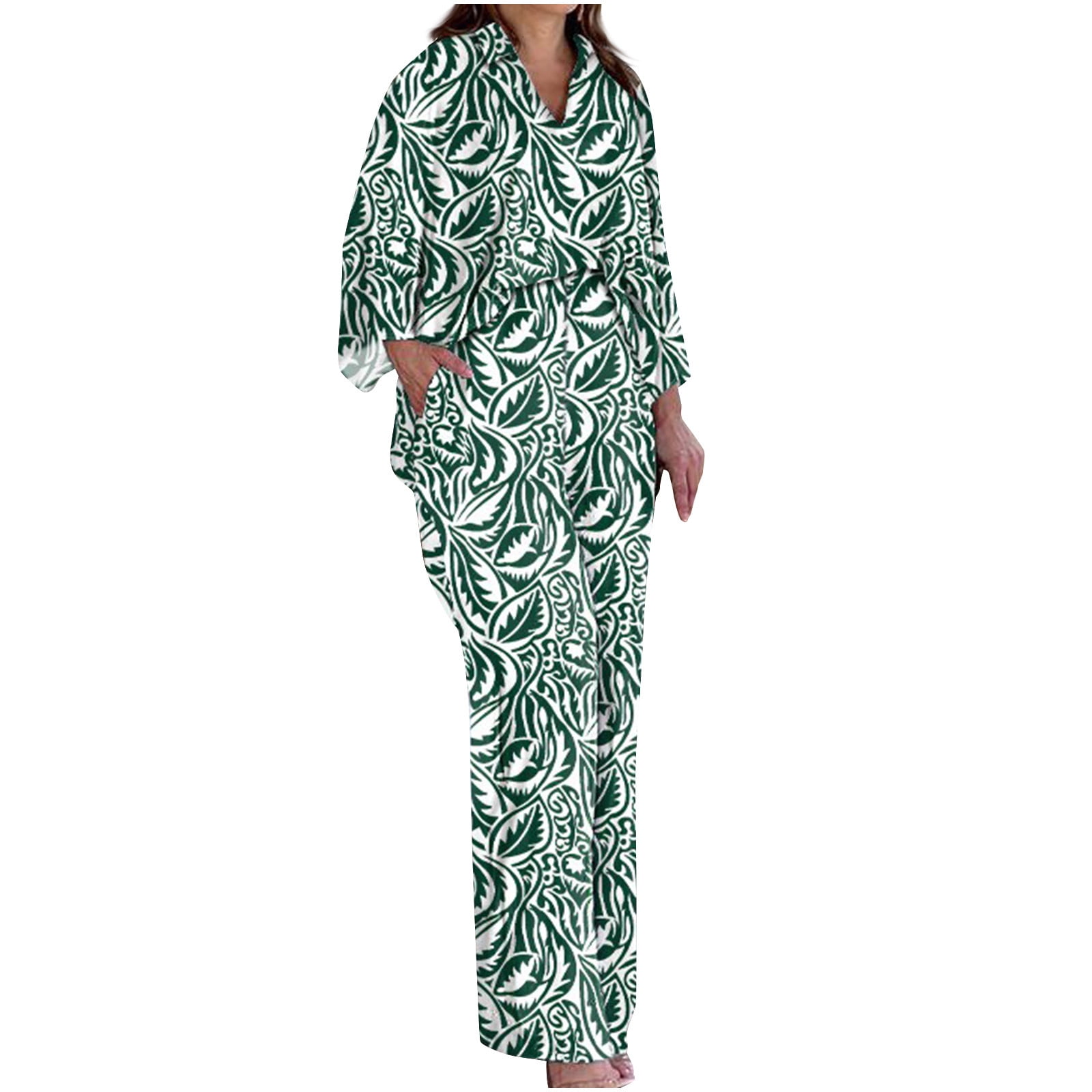 Button-Up Long Sleeve Top & Pants Set – Elegant Two-Piece Outfit for Women main image 1
