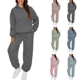 thumbnail image 1 of Womens 2 Piece Outfits Hoodie Sweatsuit Sets Over Sized Sweatshirt Baggy Fall Fashion Sweatpants with Pockets, for Winter Lounge and Casual Activities,Dark Gray,L, 1 of 7