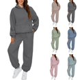 thumbnail image 1 of Womens 2 Piece Outfits Hoodie Sweatsuit Sets Over Sized Sweatshirt Baggy Fall Fashion Sweatpants with Pockets, for Winter Lounge and Casual Activities,Green,M, 1 of 7