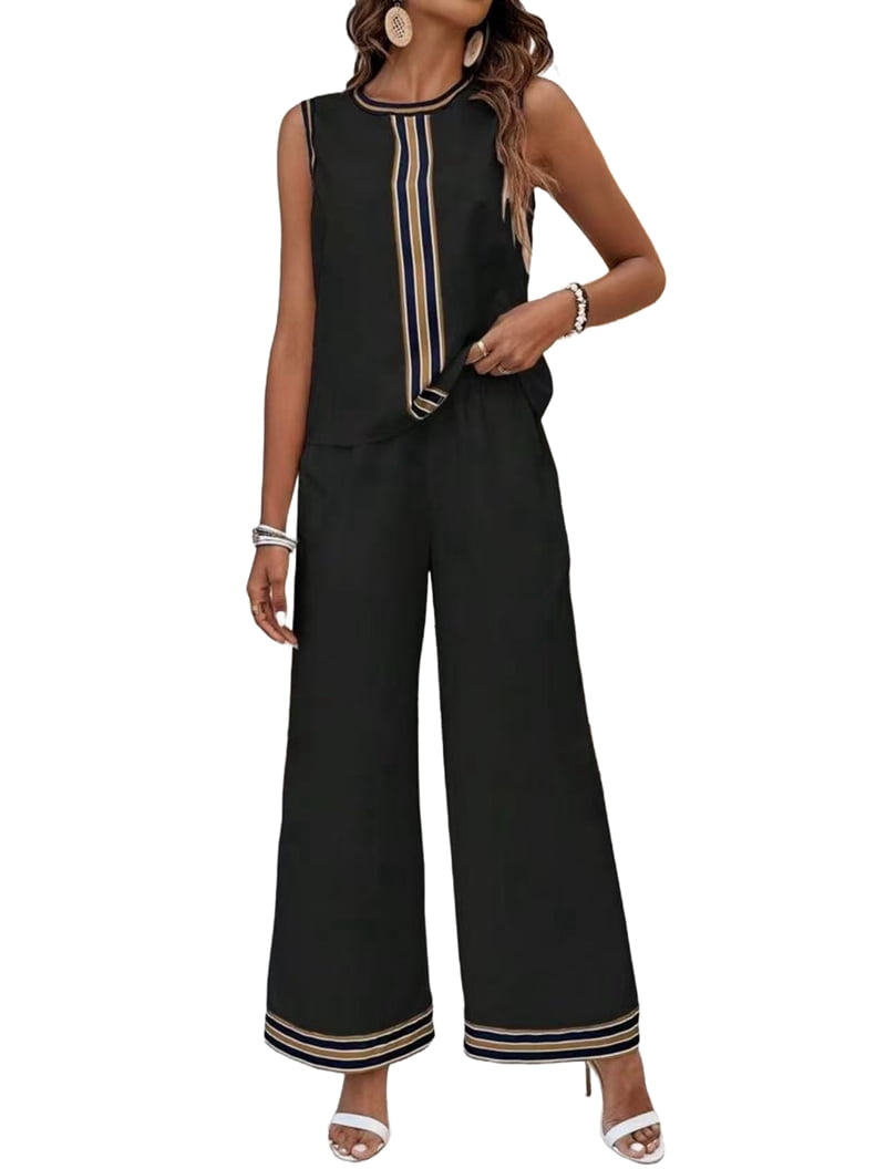 Women's Sleeveless Vest and Wide-Leg Pants Set main image 0