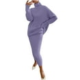 thumbnail image 1 of Womens 2 Piece Outfits Long Sleeve Bodycon Knit Crop Top Loose Wide Leg Pant V-Neck Top Bell Bottom Loungewear Sets (Purple 4XL), 1 of 6