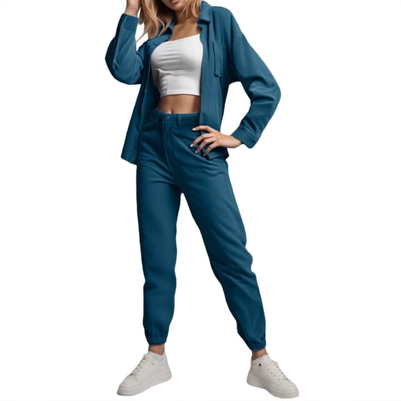 Womens 2 Piece Outfits - Long Sleeve Hoodie With Sweatpants Matching Sweat Sets for Women Womens Outfit Sets