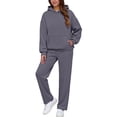 thumbnail image 1 of Womens 2 Piece Outfits Lounge Hoodie Oversized Sweatshirt Jogger Sweatpants Y2K Tracksuit Sweatsuit Set Fall Clothes Gray L, 1 of 6