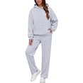 thumbnail image 1 of Womens 2 Piece Outfits Lounge Hoodie Oversized Sweatshirt Jogger Sweatpants Y2K Tracksuit Sweatsuit Set Fall Clothes Gray XXL, 1 of 6