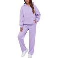 thumbnail image 1 of Womens 2 Piece Outfits Lounge Hoodie Oversized Sweatshirt Jogger Sweatpants Y2K Tracksuit Sweatsuit Set Fall Clothes Purple XL, 1 of 6