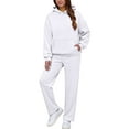 thumbnail image 1 of Womens 2 Piece Outfits Lounge Hoodie Oversized Sweatshirt Jogger Sweatpants Y2K Tracksuit Sweatsuit Set Fall Clothes White L, 1 of 6
