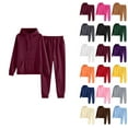 thumbnail image 1 of Womens 2 Piece Outfits Lounge Hoodie Oversized Sweatshirt Jogger Sweatpants Y2K Tracksuit Sweatsuit Set Fall Clothes Wine L, 1 of 5
