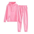thumbnail image 1 of Womens 2 Piece Outfits Lounge Hoodie Sweatsuit Sets Baggy Sweatshirt Fall Comfy Sweatpants with Pockets Pink L, 1 of 6