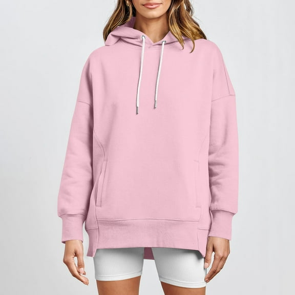 Womens 2 Piece Outfits Lounge Hoodie Sweatsuit Sets Oversized Sweatshirt Baggy Fall Comfy Sweatpants with Pockets 07-Pink S