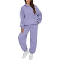 thumbnail image 1 of Womens 2 Piece Outfits Lounge Hoodie Sweatsuit Sets Oversized Sweatshirt Baggy Fall Comfy Sweatpants with Pockets 2025 Light Purple S, 1 of 2