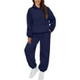 thumbnail image 1 of Womens 2 Piece Outfits Lounge Hoodie Sweatsuit Sets Oversized Sweatshirt Baggy Fall Comfy Sweatpants with Pockets 2025 Navy 3XL, 1 of 2