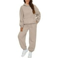 thumbnail image 1 of Womens 2 Piece Outfits Lounge Hoodie Sweatsuit Sets Oversized Sweatshirt Baggy Fall Fashion Hoodies & Sweatpants Beige M, 1 of 4