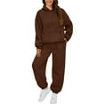thumbnail image 1 of Womens 2 Piece Outfits Lounge Hoodie Sweatsuit Sets Oversized Sweatshirt Baggy Fall Fashion Hoodies & Sweatpants Coffee 2XL, 1 of 4