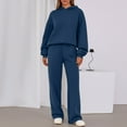 thumbnail image 1 of Womens 2 Piece Outfits Lounge Hoodie Sweatsuit Sets Oversized Sweatshirt Wide Leg Pant Set Tracksuit Loungewear Travel Blue XXL, 1 of 4