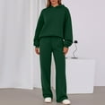 thumbnail image 1 of Womens 2 Piece Outfits Lounge Hoodie Sweatsuit Sets Oversized Sweatshirt Wide Leg Pant Set Tracksuit Loungewear Travel Green S, 1 of 4