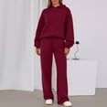 thumbnail image 1 of Womens 2 Piece Outfits Lounge Hoodie Sweatsuit Sets Oversized Sweatshirt Wide Leg Pant Set Tracksuit Loungewear Travel Wine M, 1 of 4