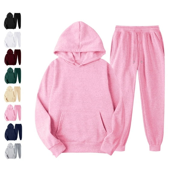 Womens 2 Piece Outfits Lounge Hoodie Sweatsuit Sets Plus Size Fall Fashion Clothes Airport Travel Pants Tracksuits Light pink S