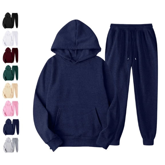 Womens 2 Piece Outfits Lounge Hoodie Sweatsuit Sets Plus Size Fall Fashion Clothes Airport Travel Pants Tracksuits Navy L