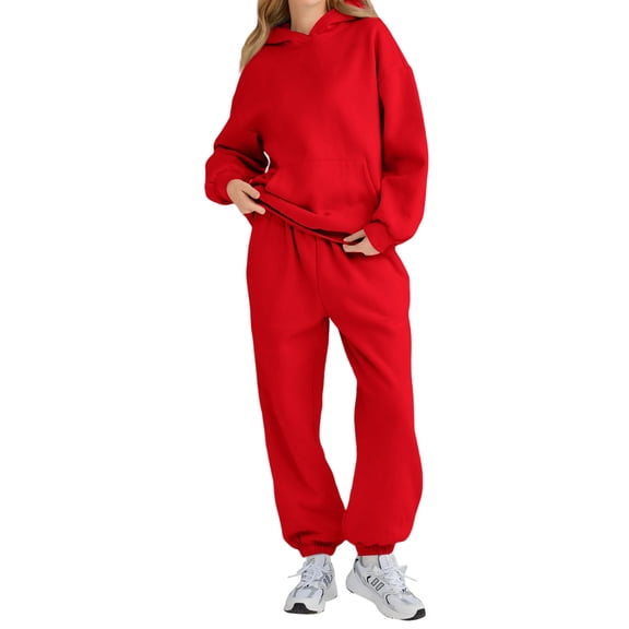 Womens 2 Piece Outfits Matching Sets Sweatsuit Hoodie Oversized Sweatshirts with Sweatpants Tracksuits Fall Outfits Red S